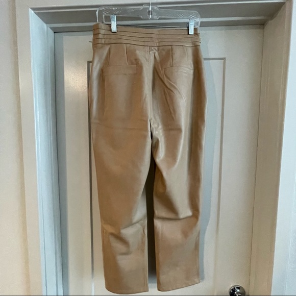 NWT 7 For All Mankind Faux Leather High Waist Ankle Pant w/ Faux Pockets in Tan - Picture 7 of 7